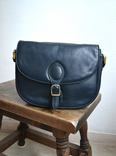 Sac en cuir bleu marine