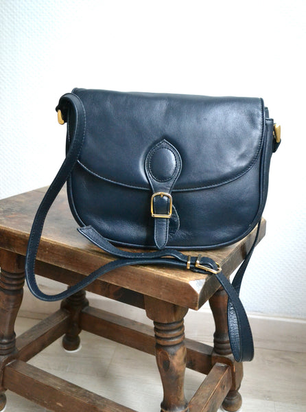 Sac en cuir bleu marine