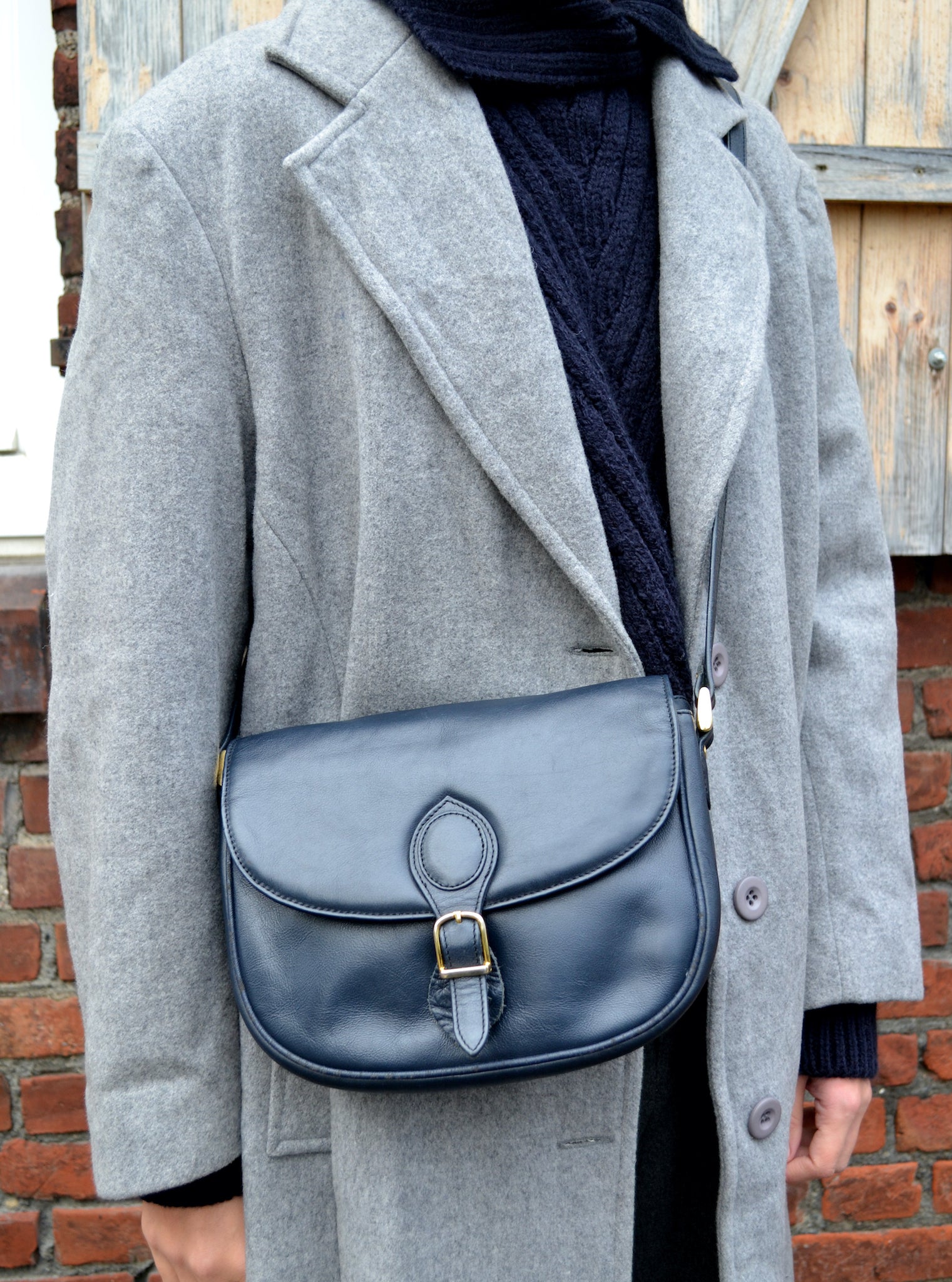 Sac en cuir bleu marine