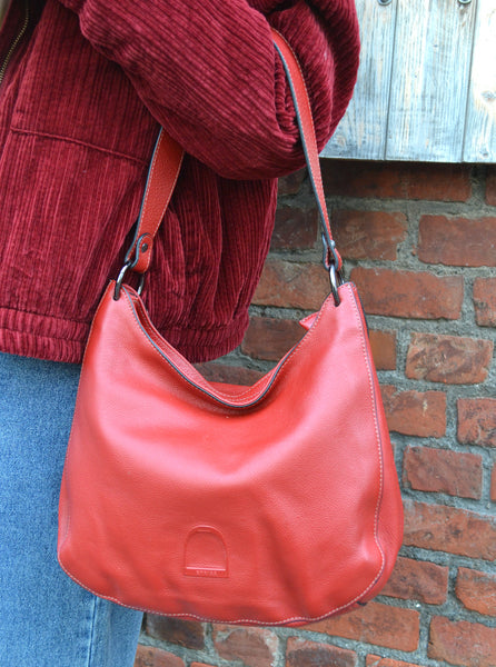 Sac Étrier en cuir Rouge