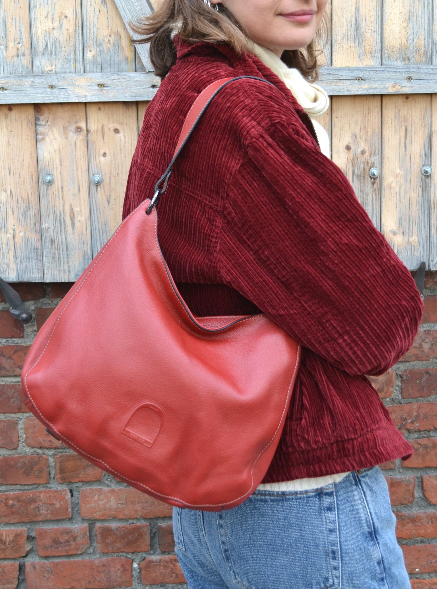 Sac Étrier en cuir Rouge