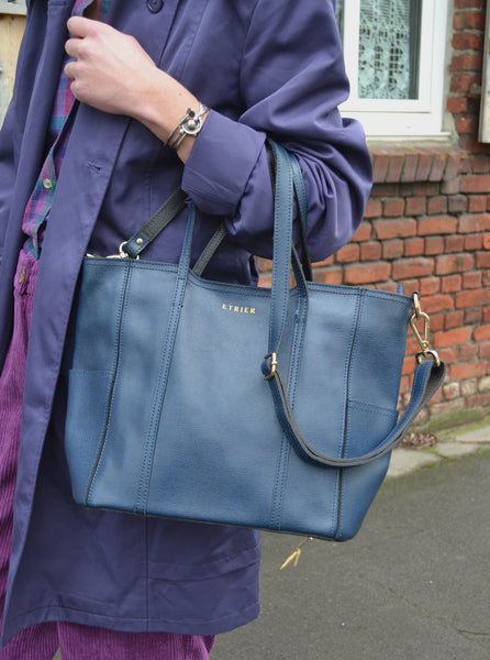 Sac Étrier en cuir Bleu marine