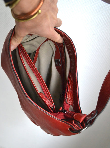 Sac Étrier en cuir Rouge