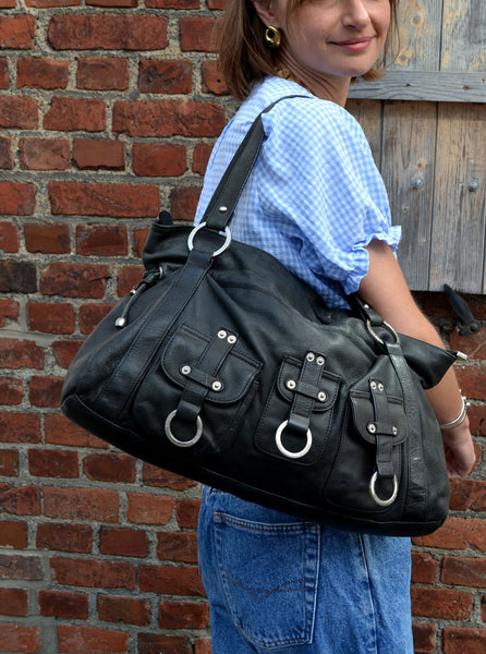 Sac Cuir Fuchsia Noir