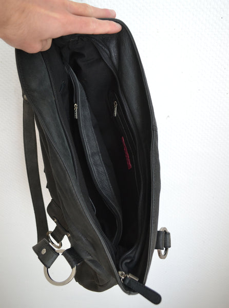 Sac Cuir Fuchsia Noir