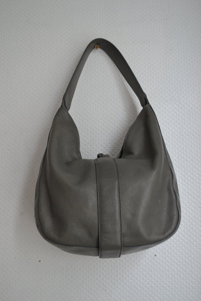 Sac en cuir demi lune gris Lamarthe