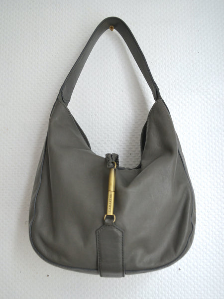 Sac en cuir demi lune gris Lamarthe