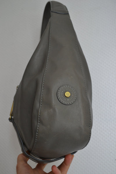 Sac en cuir demi lune gris Lamarthe