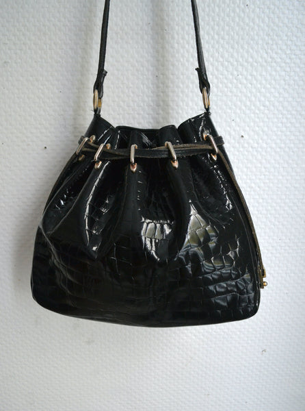 Sac Seau en cuir noir