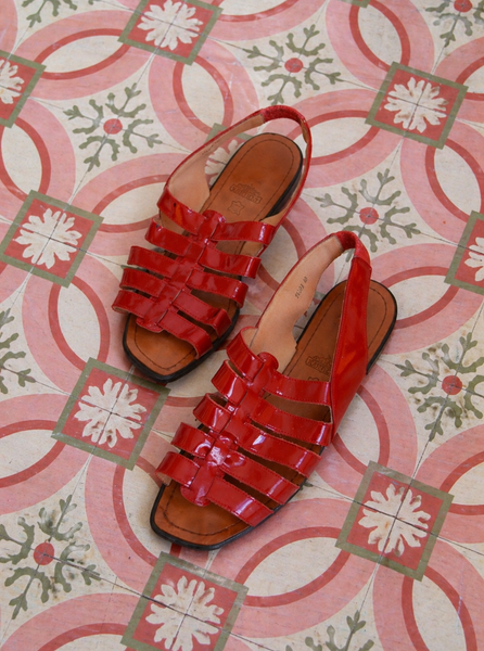 Sandales en cuir vernies Rouge Karston
