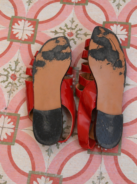 Sandales en cuir vernies Rouge Karston