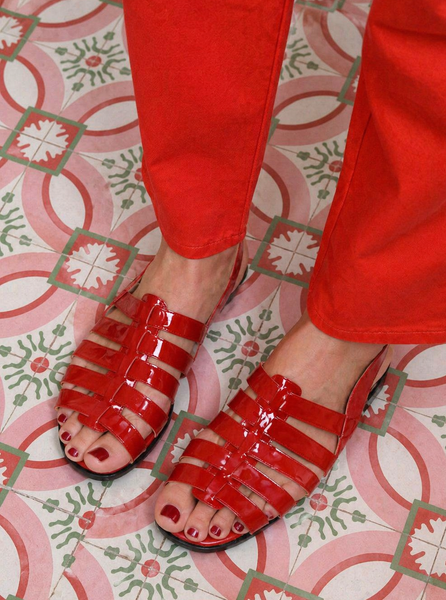 Sandales en cuir vernies Rouge Karston