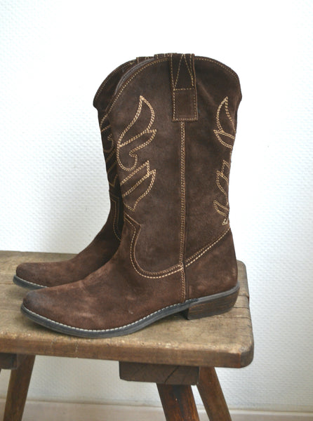 Santiags Chocolat en daim Salamander T39