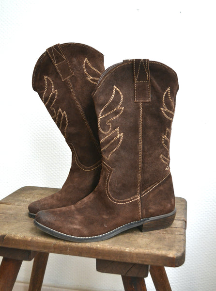 Santiags Chocolat en daim Salamander T39