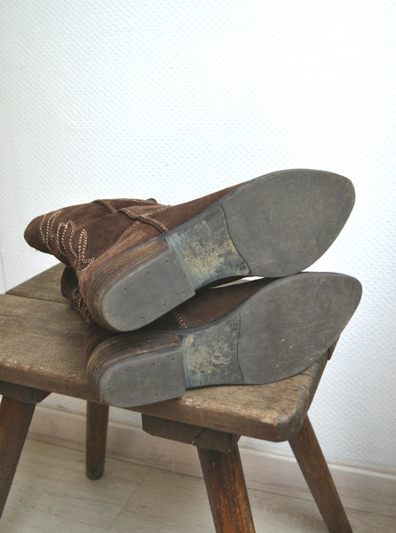 Santiags Chocolat en daim Salamander T39