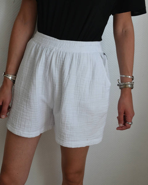 Short Blanc Gaze De Coton