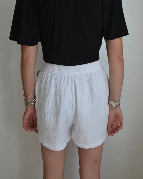 Short Blanc Gaze De Coton