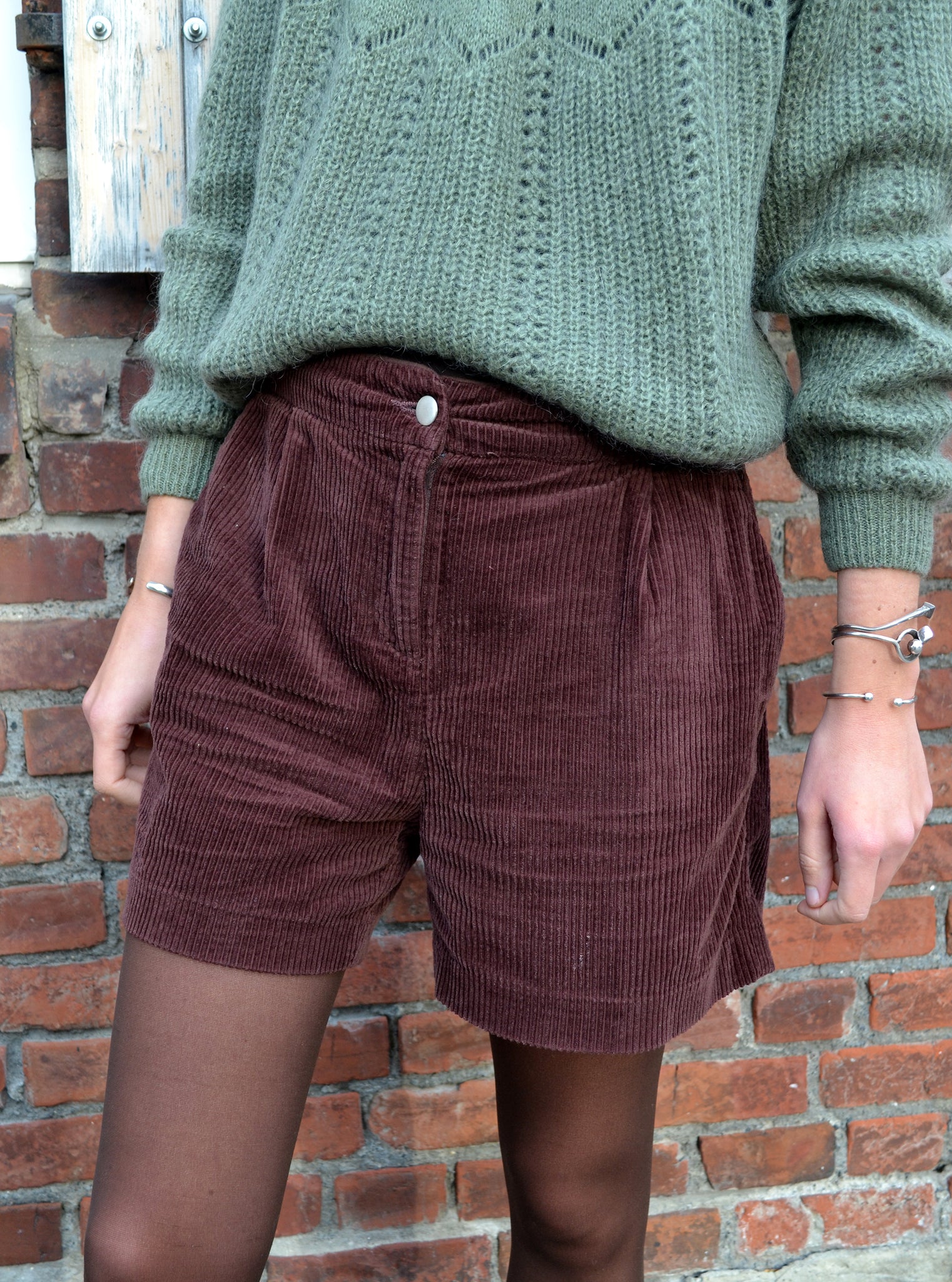 Short en velours côtelé Chocolat