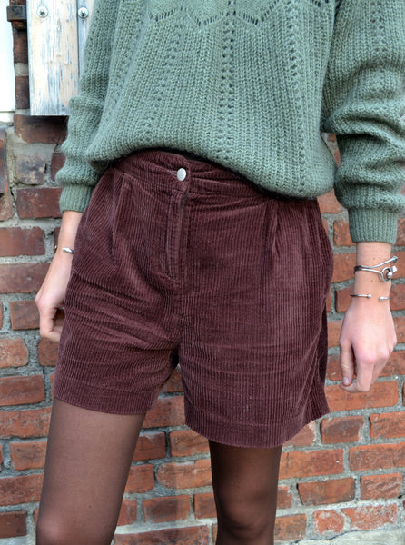 Short en velours côtelé Chocolat