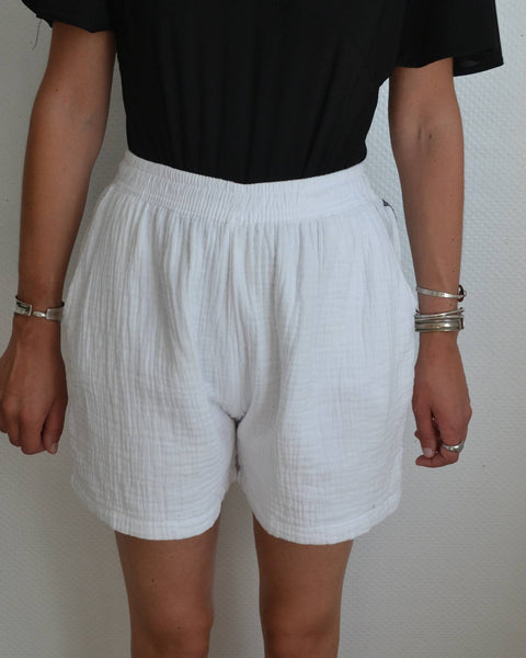 Short Blanc Gaze De Coton