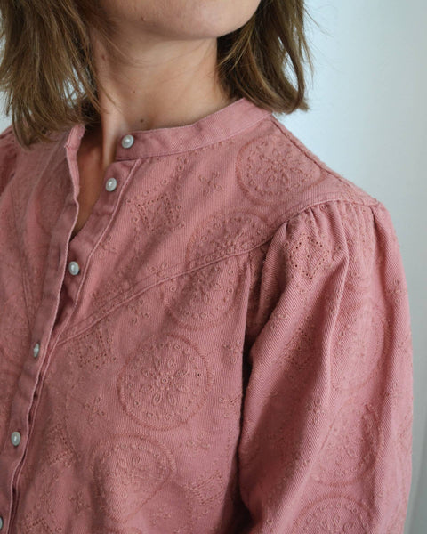 Surchemise broderies Saumon