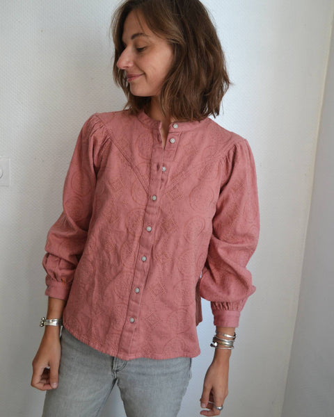 Surchemise broderies Saumon
