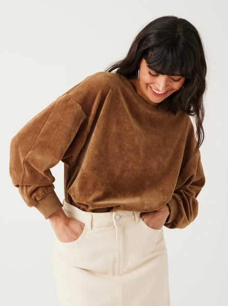 Sweat Velours Côtelé Camel