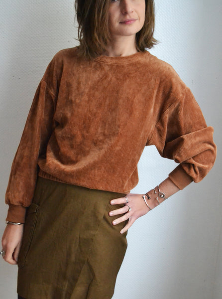 Sweat Velours Côtelé Camel