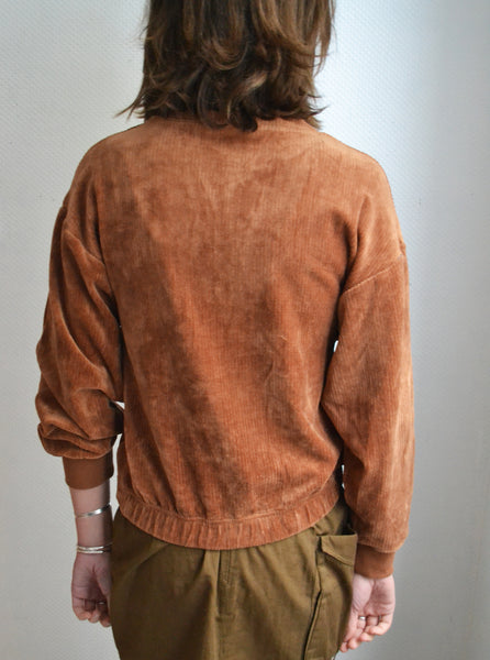 Sweat Velours Côtelé Camel