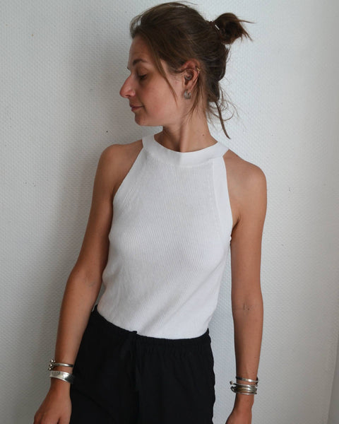 Top blanc côtelé Sienna