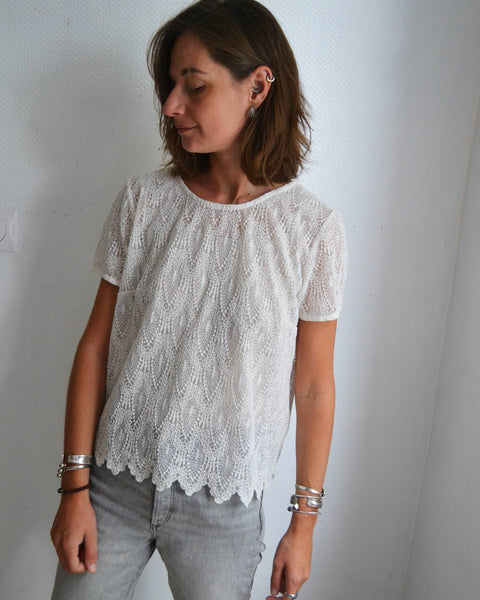 T-shirt- dentelle écru