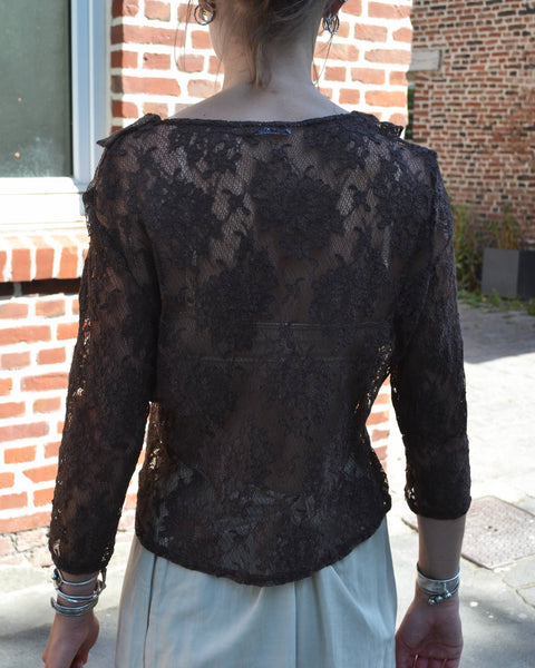 Top dentelle Chocolat Vintage