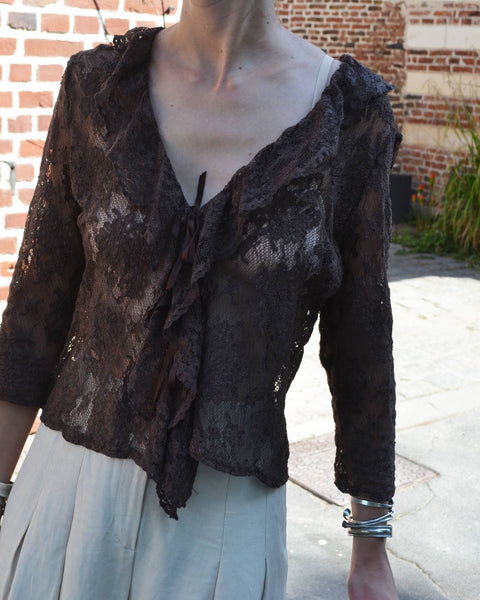 Top dentelle Chocolat Vintage