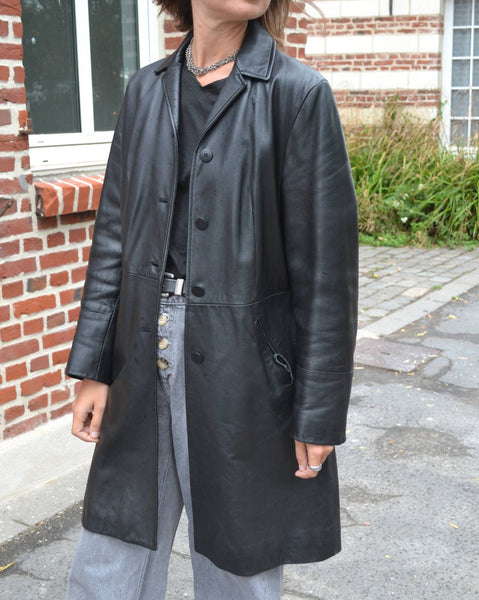 Trench long en cuir