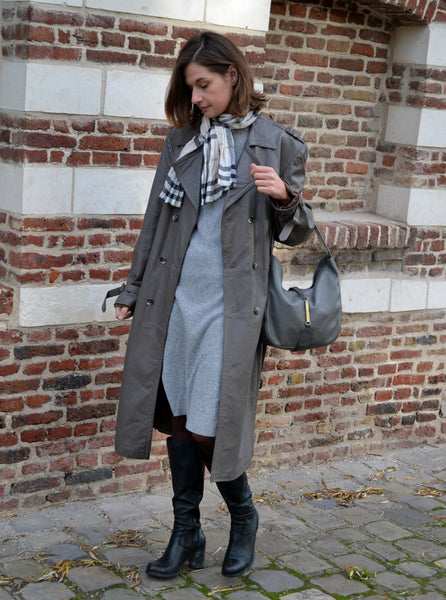 Trench en Cuir Gris Vintage