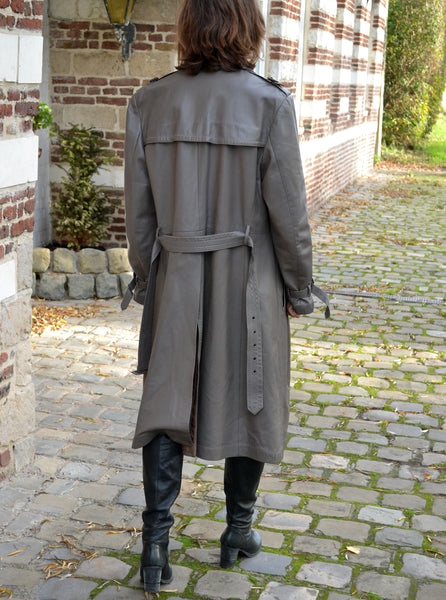 Trench en Cuir Gris Vintage