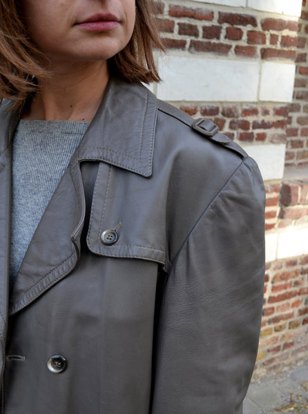 Trench en Cuir Gris Vintage