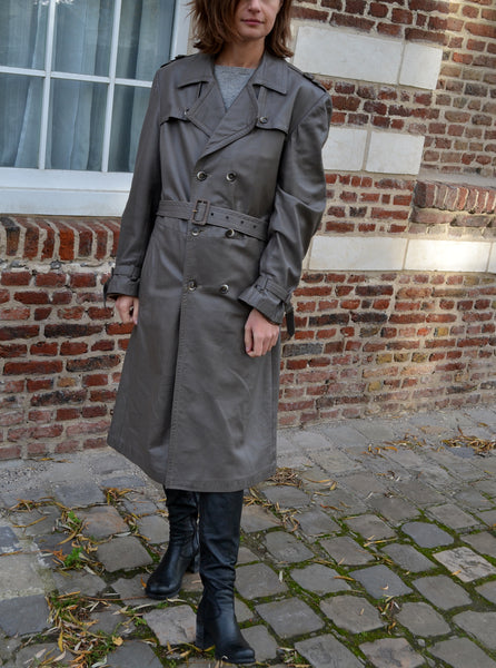 Trench en Cuir Gris Vintage