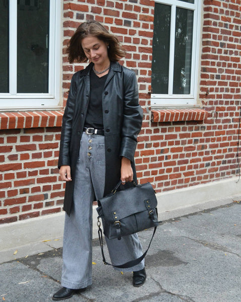 Trench long en cuir