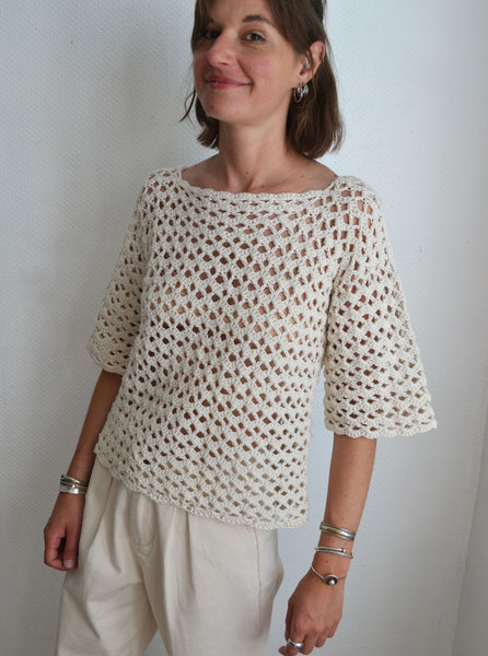 T-shirt écru crochet