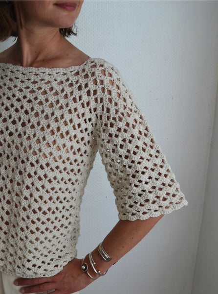 T-shirt écru crochet
