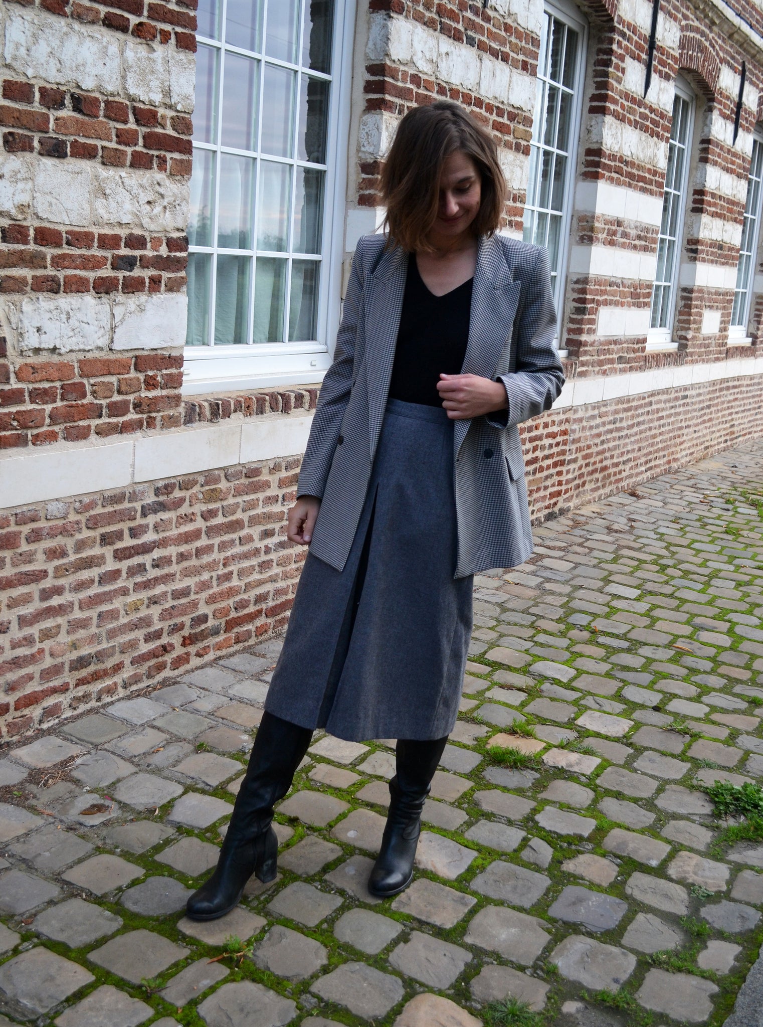 Veste Blazer Carreaux Noirs