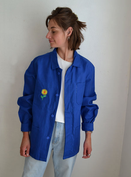 Veste Bleue de Travail Brodée