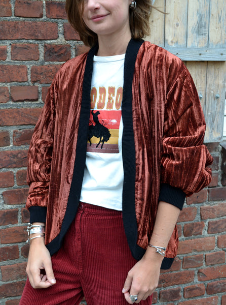 Veste Bomber velours brique Vintage