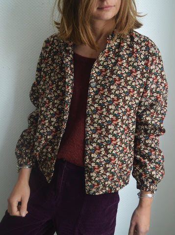 Veste Bomber velours fleurie