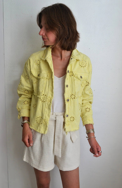 Veste broderies Jaune