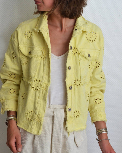 Veste broderies Jaune