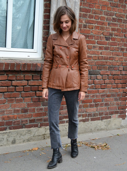 Veste en cuir Camel