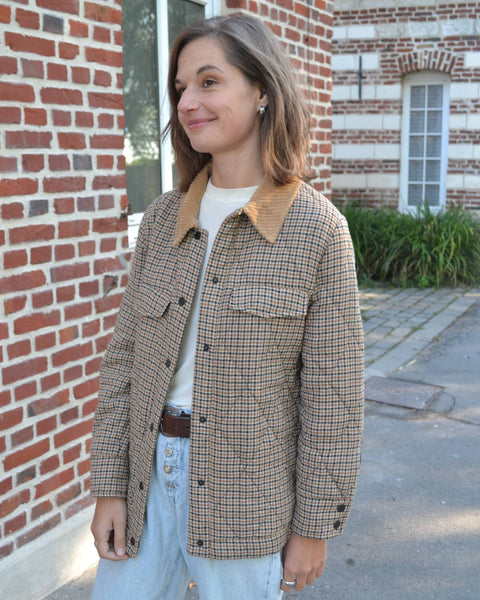 Veste Carreaux col Côtelé
