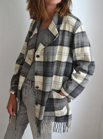 Veste Carreaux Franges